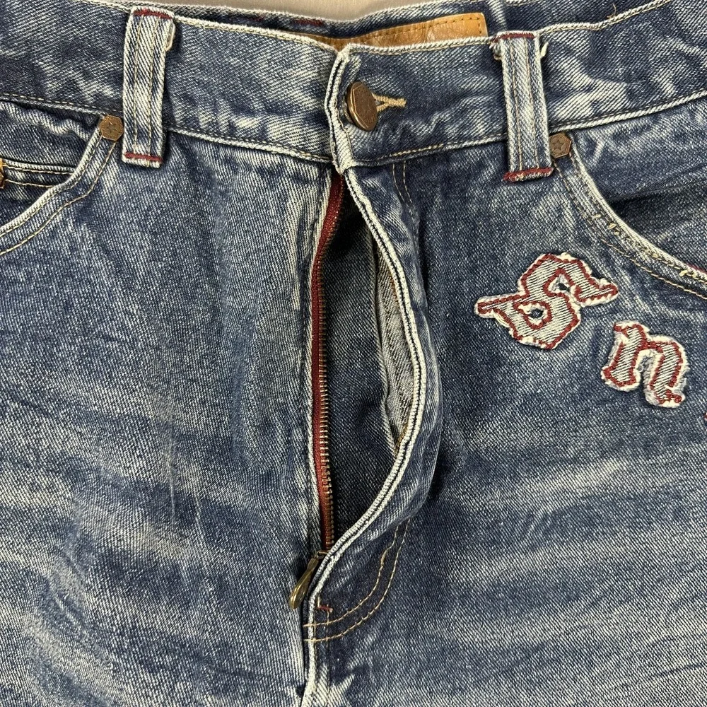 Snoop Dogg Shorts Mens 38 Blue Denim Bermuda Relaxed Fit Embroidered Hip Hop